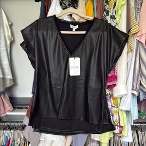 Edge Black Boxy Asymmetrical Blouse